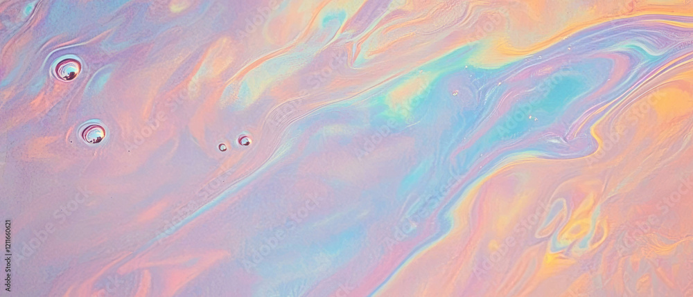 Poster swirling rainbow liquid creates mesmerizing abstract patterns in fluid motion