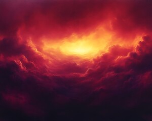 Fototapeta premium Fiery sky, hellish clouds, light, dramatic, art, background, design