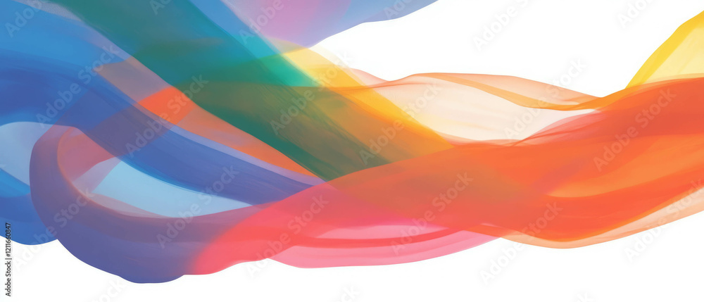 Poster flowing rainbow ribbons create vibrant energy in an abstract display of colors