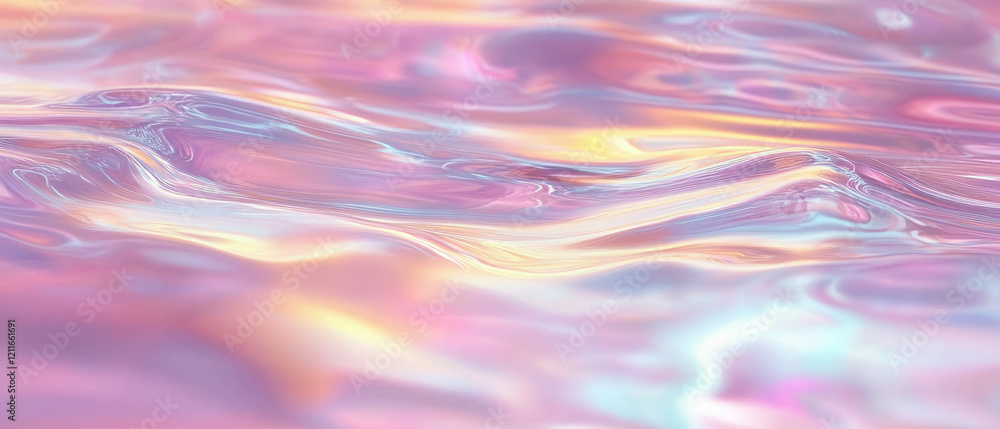 Poster ripples in water create an abstract display of colors and movement under a turbulent sky