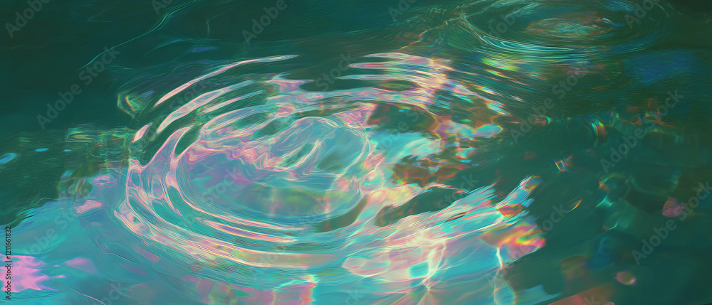 Poster Ripples of vibrant color spreading across a digital canvas evoke abstract expression