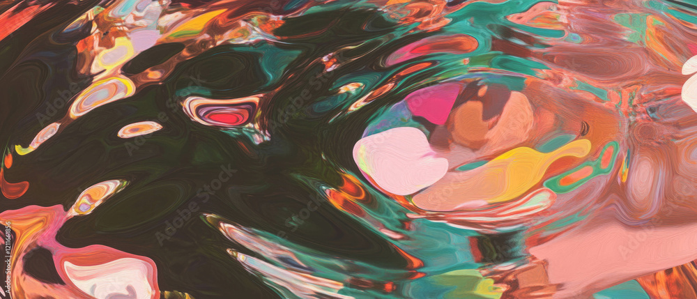 Poster Ripples of vibrant colors spreading across a dynamic digital canvas creating abstract expressions
