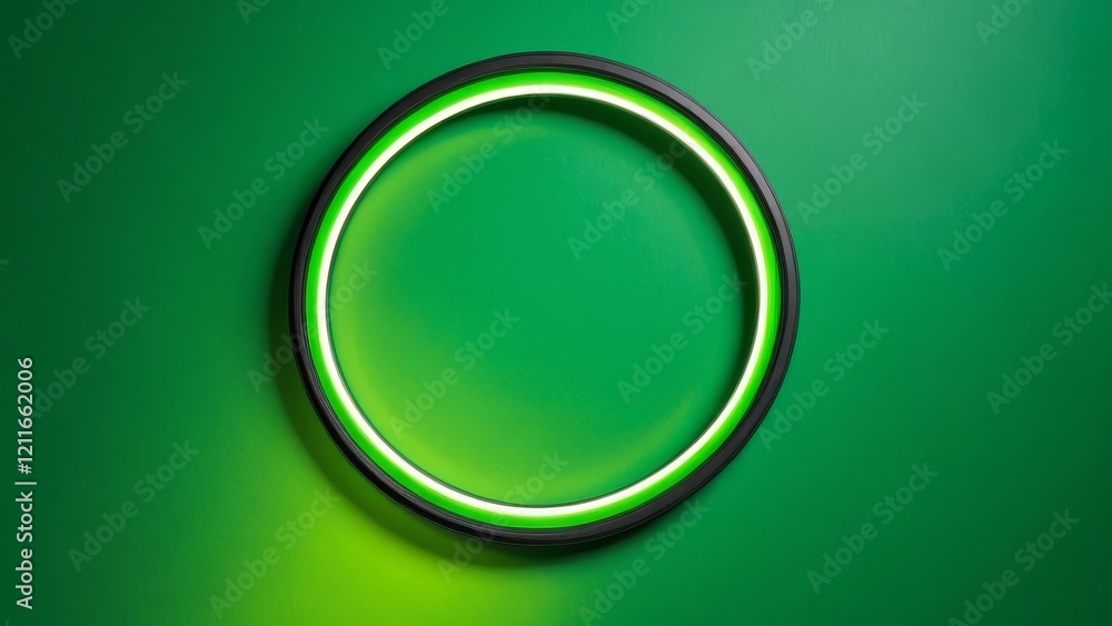 Poster green neon circle with gradient background, creating a sleek and modern design