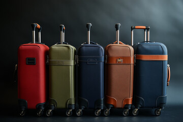 Trendsetting Rolling Luggage in Deep Red, Navy, and Rich Colors, Perfect for Stylish Travel