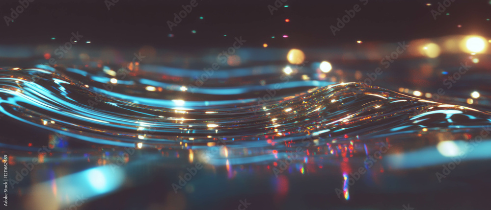 Poster ripples of light and data flow through fiber optic cables enhancing connectivity