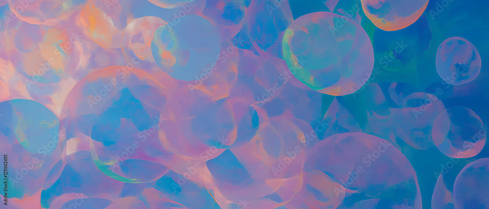 Poster Ripples of light create an abstract expression of interconnectedness in vibrant colors