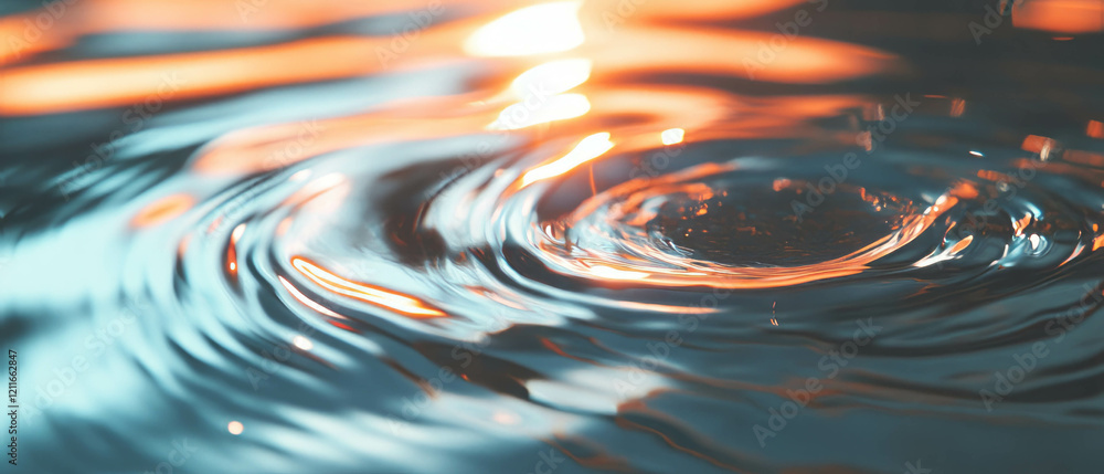 Aufkleber Ripples of light and shadow create depth and dimension in a tranquil water surface