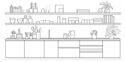 Modern Kitchen Cabinet Design with Plants and Utensils