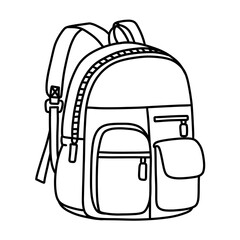 Trendy backpack for school. Thin line illustration.