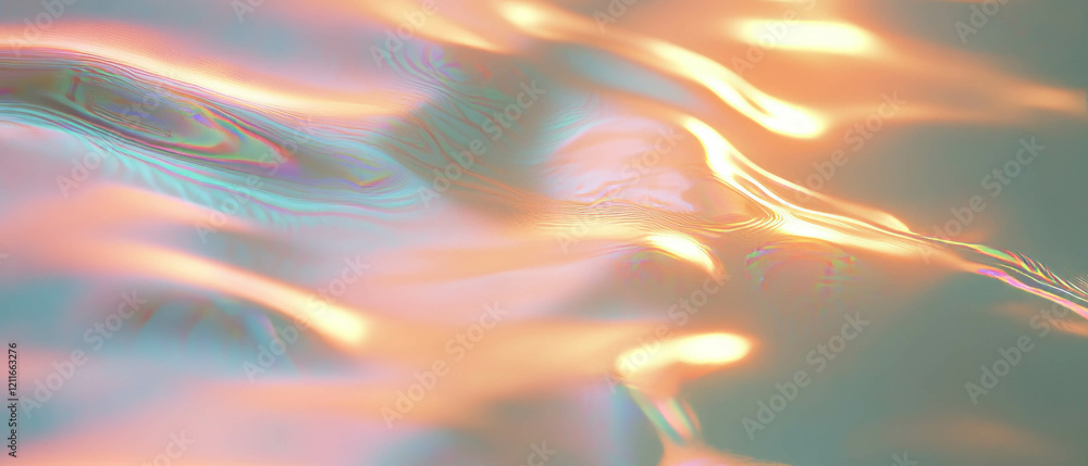 Poster Ripples of light create geometric patterns in abstract digital design with vibrant colors