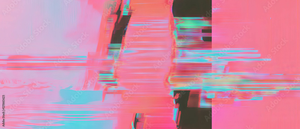 Poster Exploration of digital distortion through shifting pixel ripples in abstract art