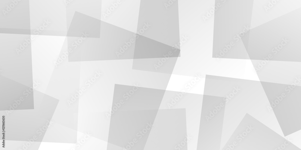 Aufkleber Abstract white and grey geometric overlapping square pattern, design of technology background Modern elegant white gray banner background with creative design and shiny lines layer element vector. 