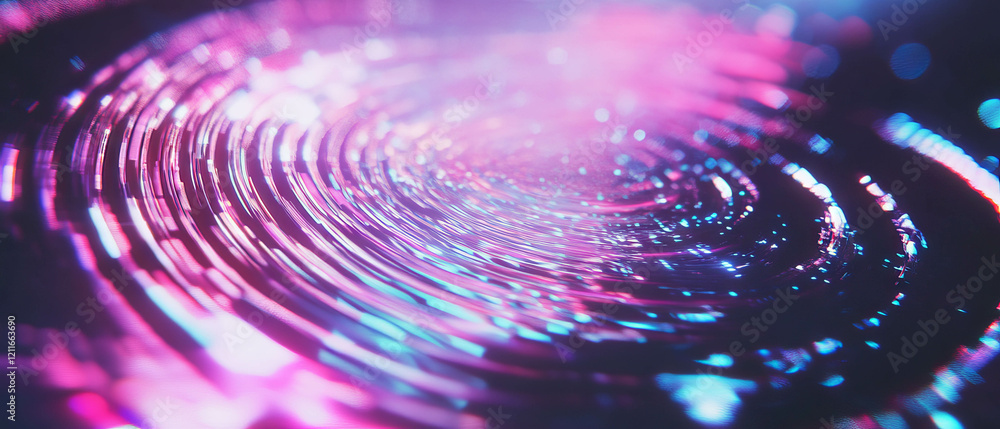 Poster Ripples of sound technology with vibrant audio waves in abstract forms
