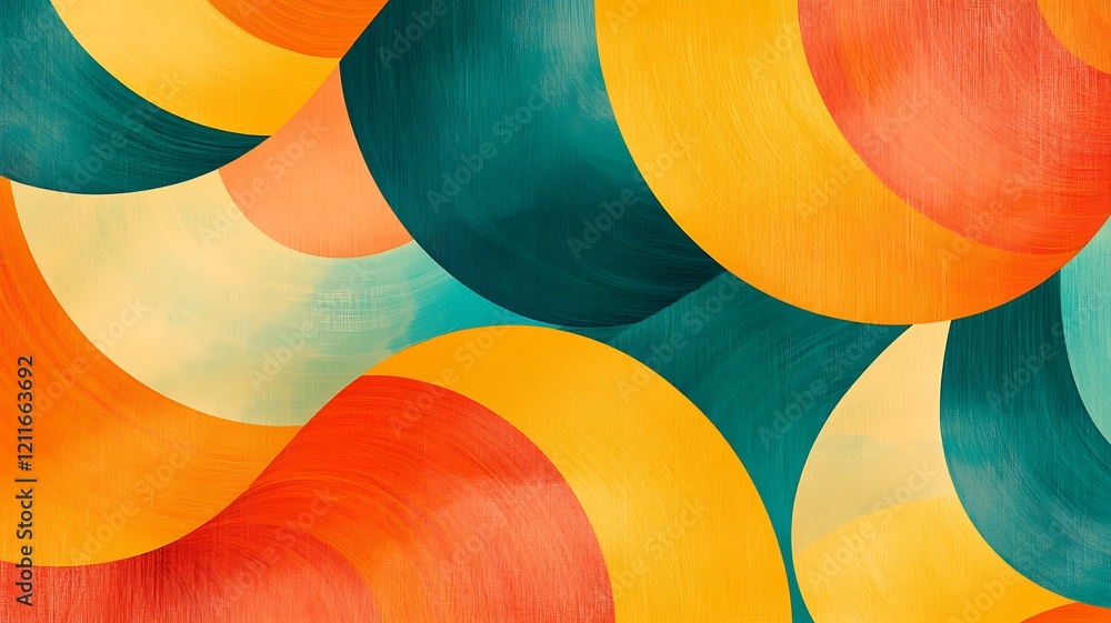 Poster abstract artwork featuring overlapping colorful circles