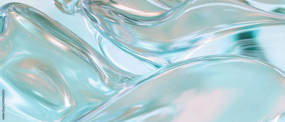 Poster rippling distortions create an abstract visual on glass surface