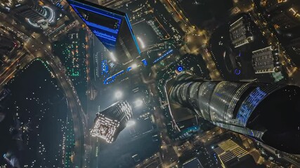 4K aerial footage of Shanghai, a global financial hub, featuring towering skyscrapers