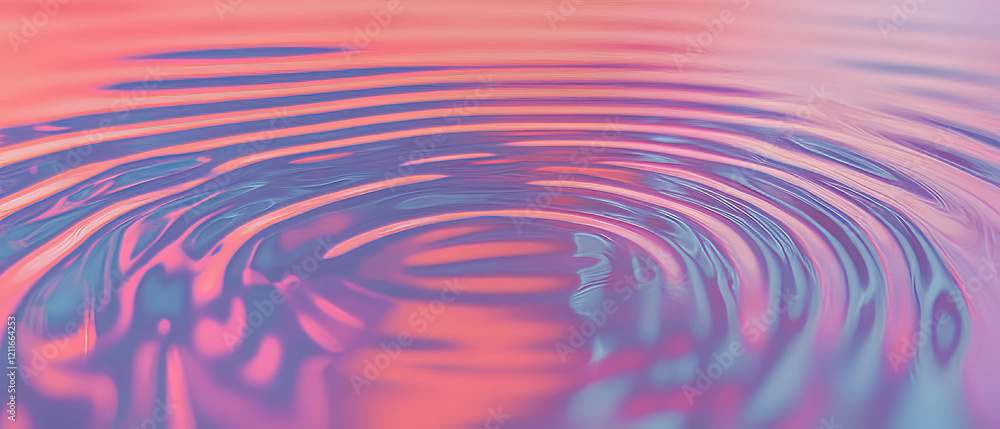 Poster Ripples create vibrant patterns on water surface reflecting abstract colors and artistic flair