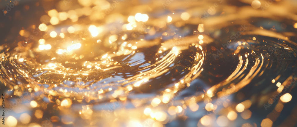 Aufkleber Ripples shimmering on a sunlit water surface creating a mesmerizing abstract pattern