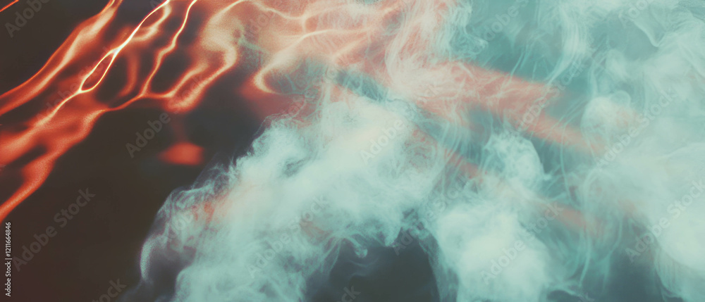 Poster Ripples on water create an abstract background with fog and a mysterious atmosphere
