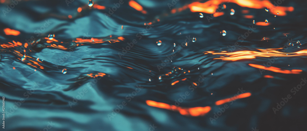 Poster dynamic ripples on water surface enhanced by raindrops and atmospheric effects
