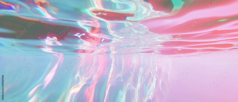 Poster ripples and colors dance under the surface of an abstract aquatic world at twilight