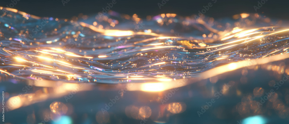 Poster Ripples of light create a shimmering surface with sparkling highlights in a magical display