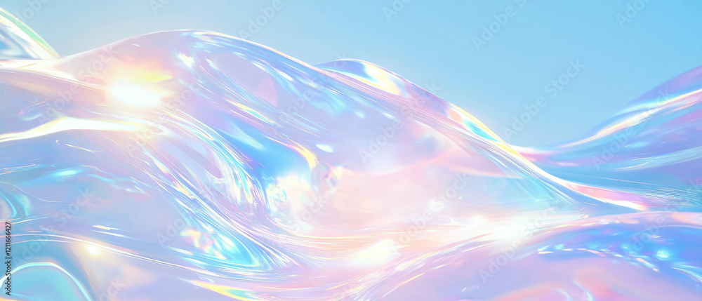 Poster ethereal calmness of slow-moving digital waves creating a peaceful atmosphere