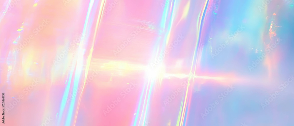 Poster Soft holographic abstract shapes create a modern design with a clear center area