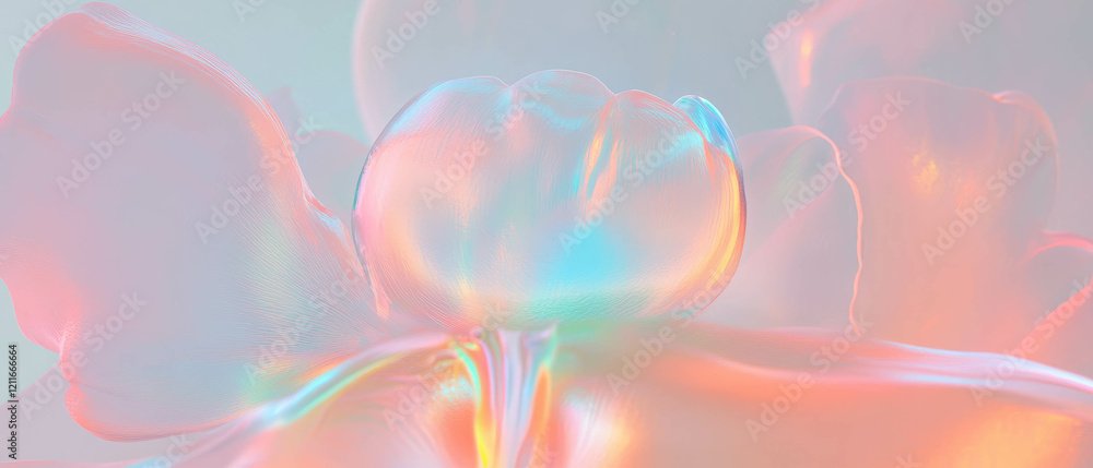 Fototapete soft holographic flowers create an ethereal atmosphere with a delicate empty space for text