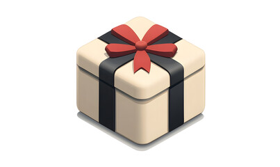 Obraz premium Gift box, red bow, isometric view, white background, online promotion