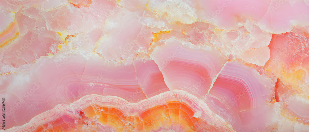 Poster Textured pink onyx background with empty central space and tactile banner design