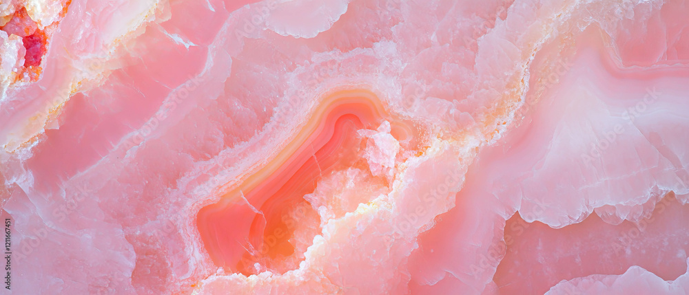Poster textured pink onyx background with central empty space for creative design and layout purposes