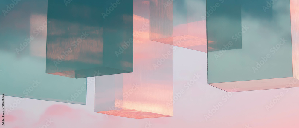 Aufkleber Exploring transparent blockchain layers with abstract textures in design