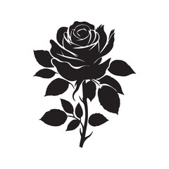 Obraz premium Rose Black Color Silhouette and Rose Flower Vector 