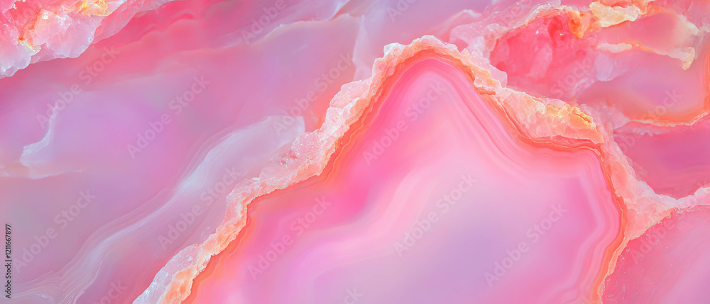 Poster veined pink onyx with a central focal point in an abstract design