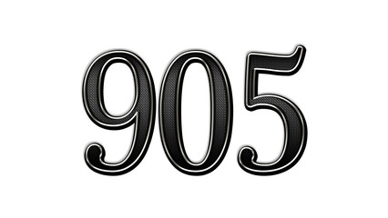 black metal 3d design of number 905 on white background.