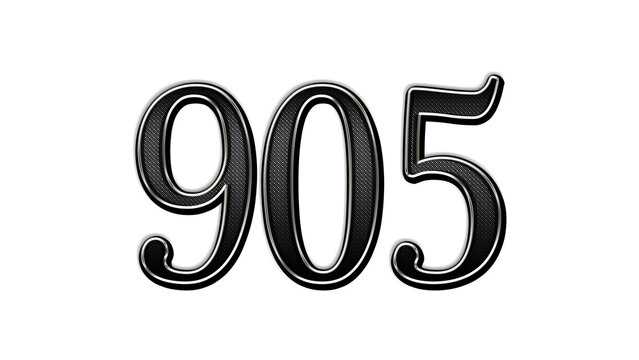 black metal 3d design of number 905 on white background.