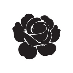 Rose Black Color Silhouette and Rose Flower Vector 