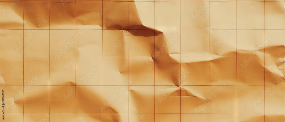 Poster vintage brown grid paper background with darker grid lines and a decorative banner design