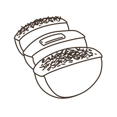 Kue pukis with chocolate sprinkle and cheese on top. Thin line illustration.