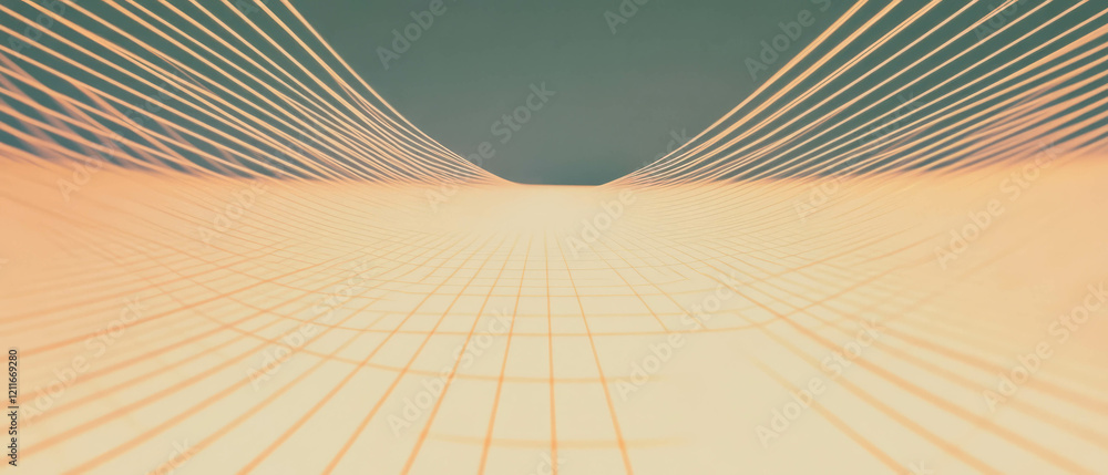 Poster geometric design featuring graph paper background with a technical flair