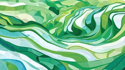 Fototapeta premium Abstract Rice Terraces, Yunnan, China, Green Landscape, Travel Poster