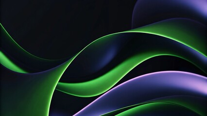 Obraz premium Wavy green neon line digital technology background, glowing abstract motion, futuristic light trail, electric energy flow, circuit concept, vibrant cyber pattern, sci-fi modern wallpaper
