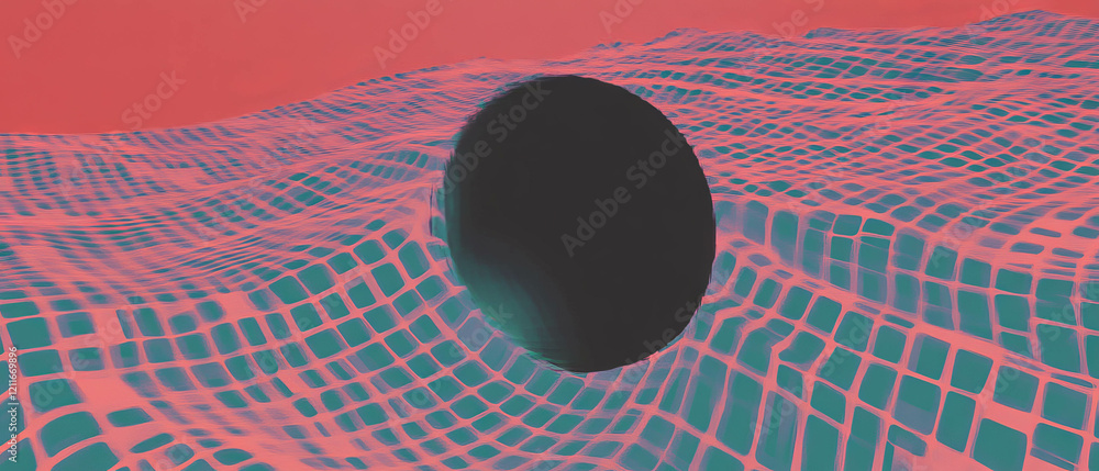 Aufkleber dynamic isometric grid design featuring a central geometric banner