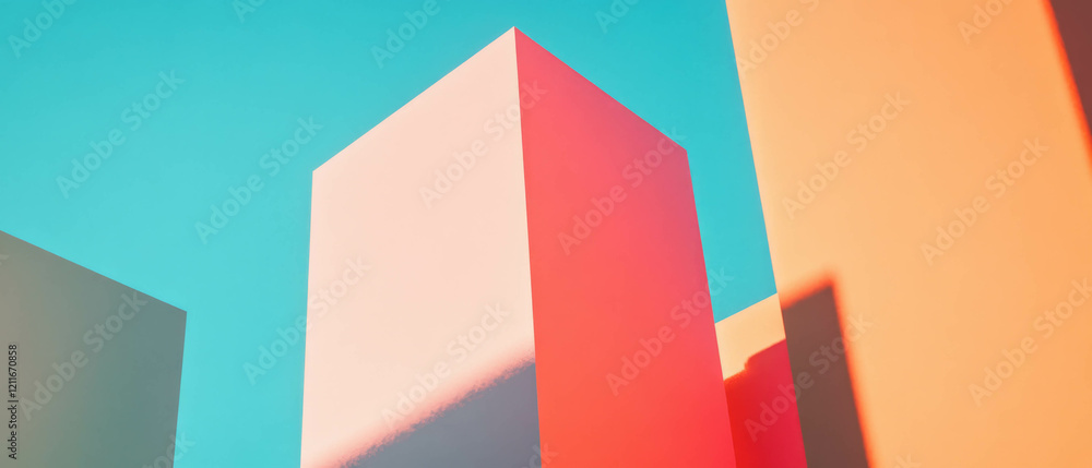Poster vibrant geometric shapes create a stunning visual experience with contrasting shadows