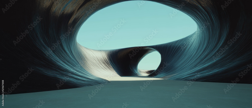 Poster visual exploration of depth and texture in 3d illusions under bright blue sky