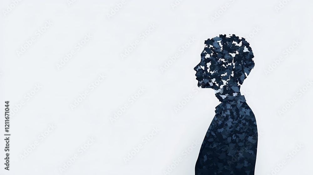 Poster a silhouette of a person filled with a textured pattern, symbolizing depth and complexity of identit