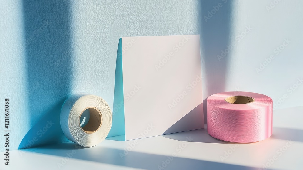 Poster a reminder note with a blank message and adhesive tape, placed on a white background, perfect for of