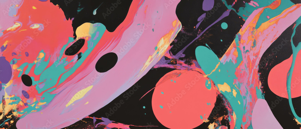 Poster vibrant abstract patterns showcasing blended colors and dynamic shapes