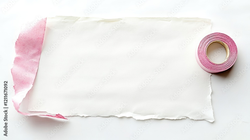Poster a reminder note with a blank message and adhesive tape, placed on a white background, perfect for of